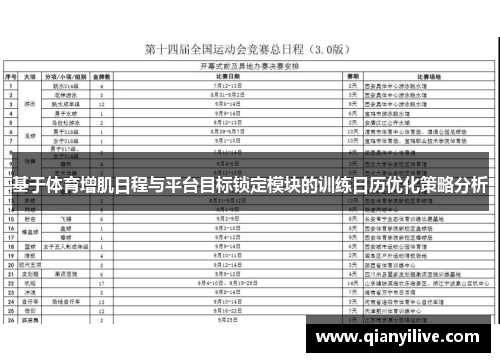 基于体育增肌日程与平台目标锁定模块的训练日历优化策略分析
