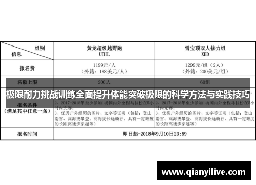 极限耐力挑战训练全面提升体能突破极限的科学方法与实践技巧